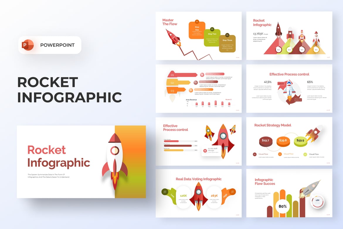 Template Presentasi Infografis Roket yang Dinamis