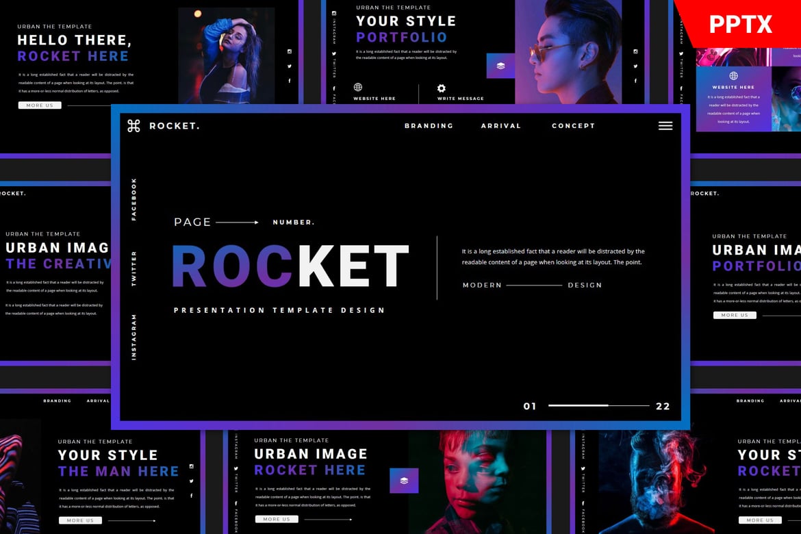 Template Powerpoint Roket untuk Presentasi Menarik