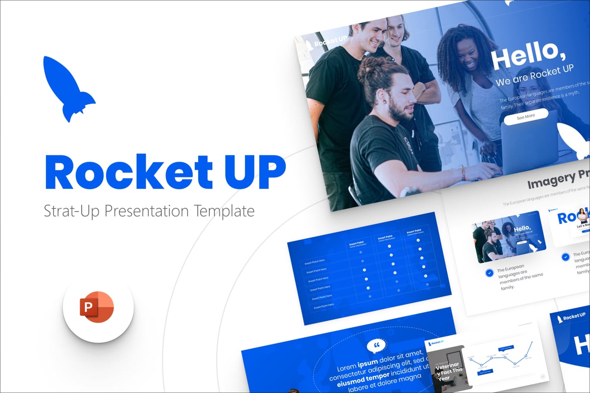 Template PowerPoint Start-Up Rocket Up yang Menarik dan Profesional