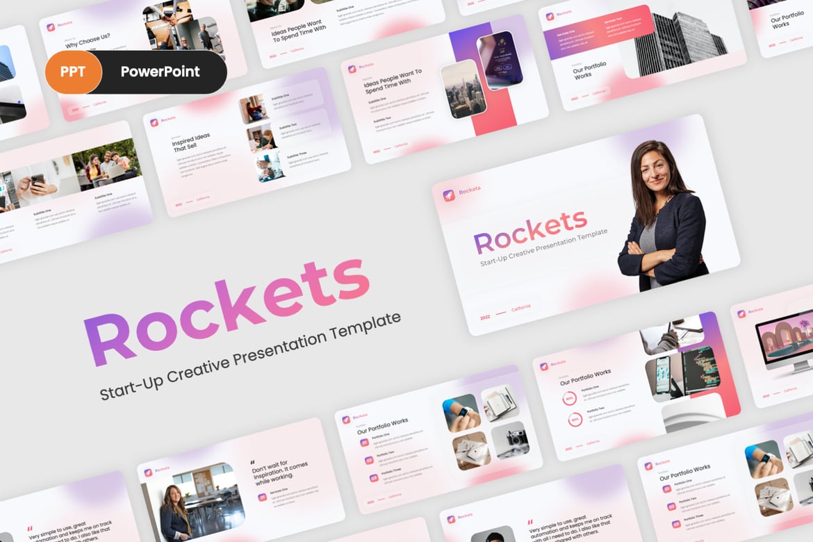 Template PowerPoint Pitch Deck Roket - Solusi Kreatif untuk Presentasi Anda