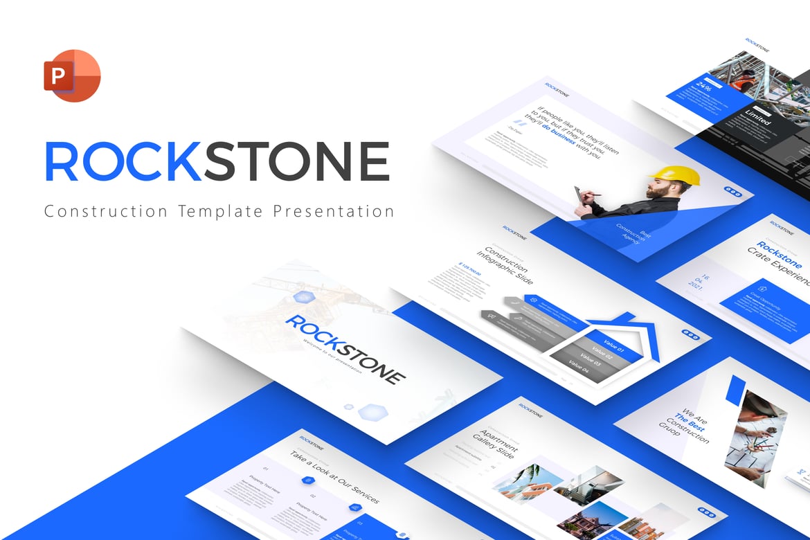 Template Powerpoint Konstruksi Rockstone yang Menarik dan Profesional