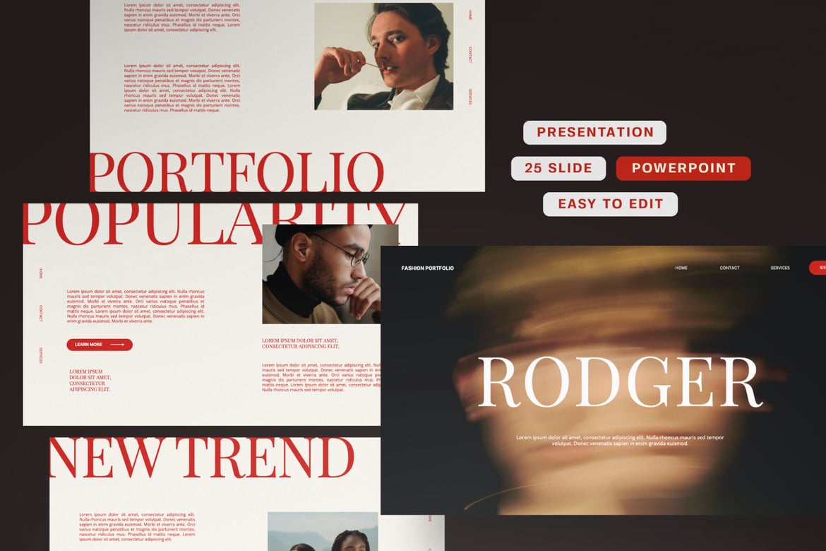 Template Presentasi PowerPoint Rodger yang Modern dan Elegan