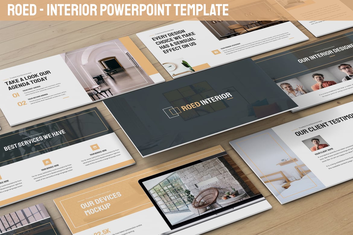 Template Presentasi Powerpoint Roed - Desain Interior Modern dan Bersih