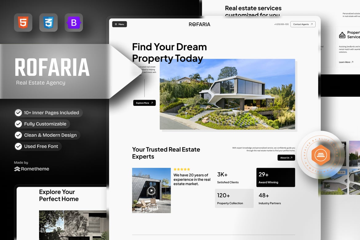 Rofaria - Template Website Properti Modern dan Responsif
