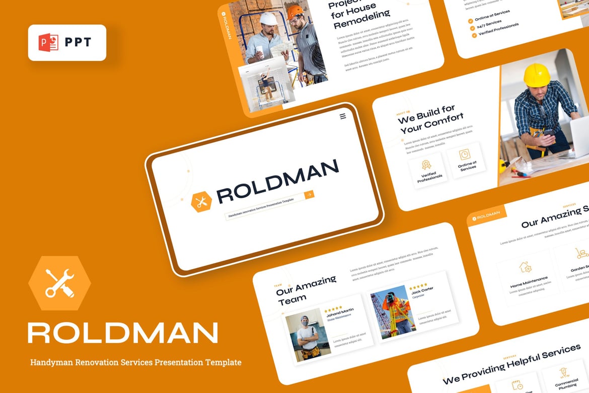 Template Powerpoint ROLDMAN - Solusi Renovasi Handyman yang Modern dan Profesional