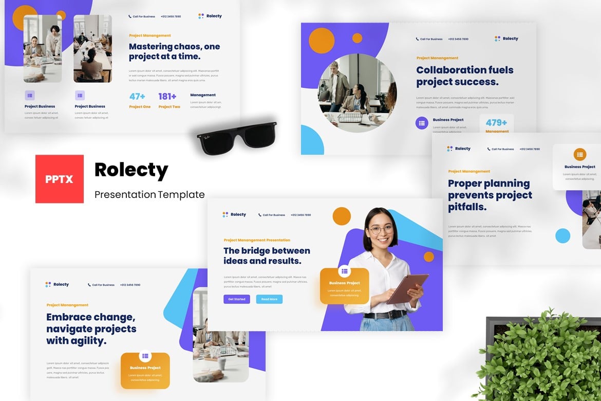 Template Presentasi PowerPoint Rolecty - Solusi Manajemen Proyek Profesional
