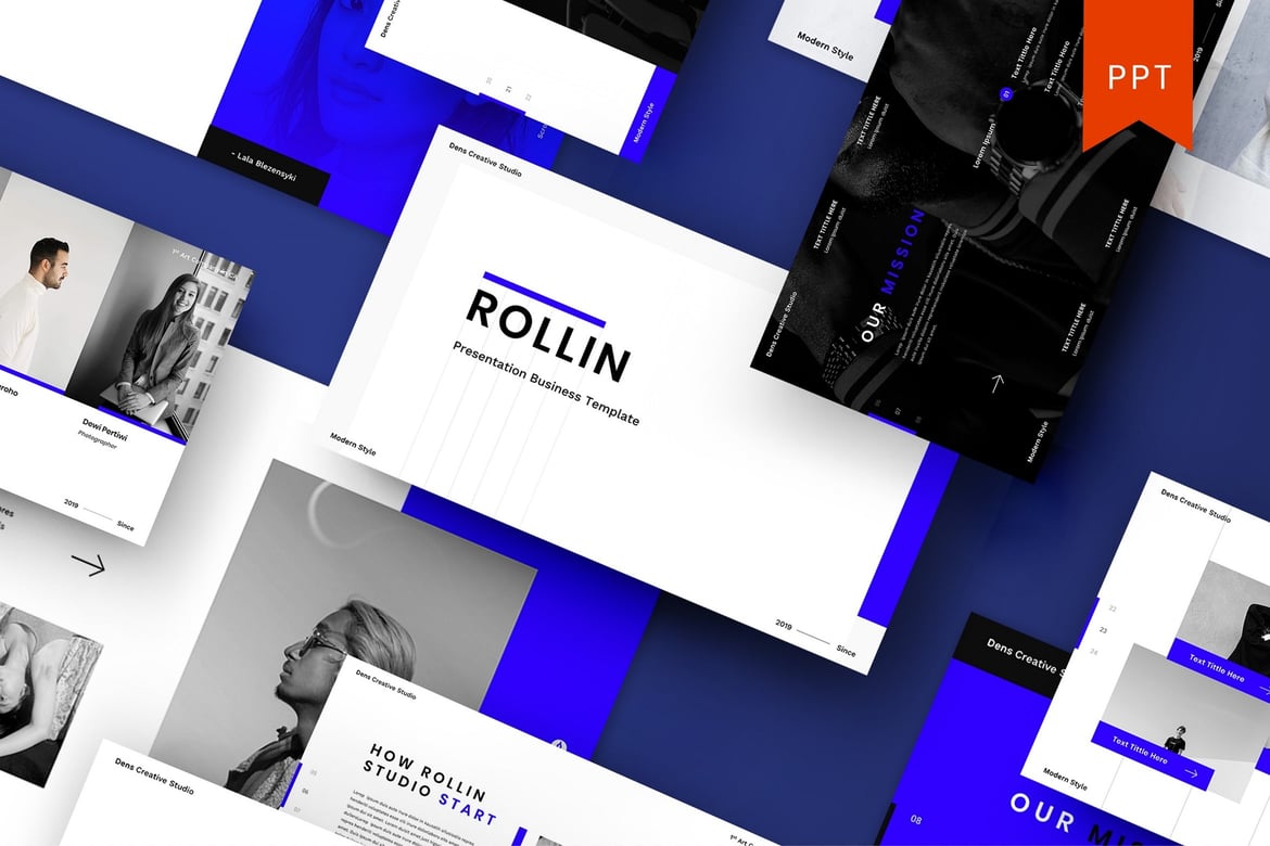 Rollin – Template PowerPoint Bisnis yang Menarik