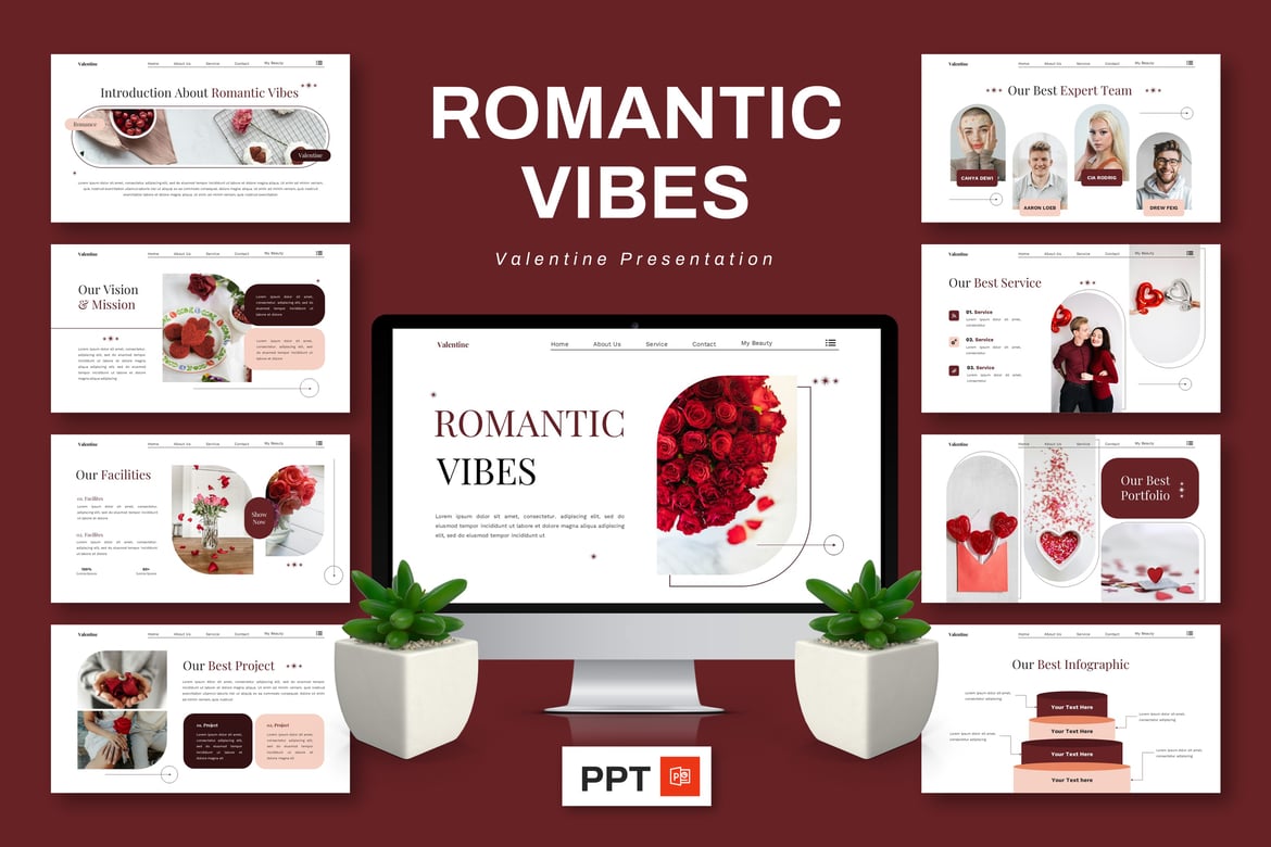 Template Presentasi PowerPoint Romantis untuk Valentine