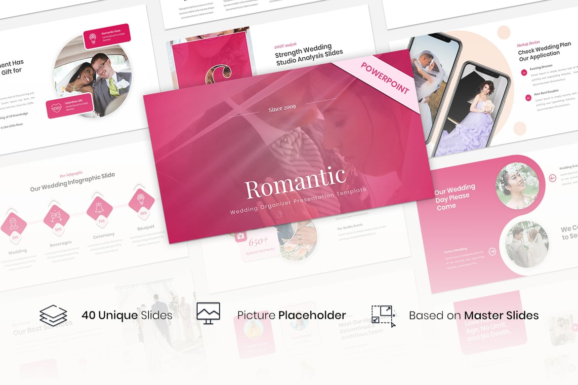Template Presentasi PowerPoint Pernikahan Romantis yang Memukau