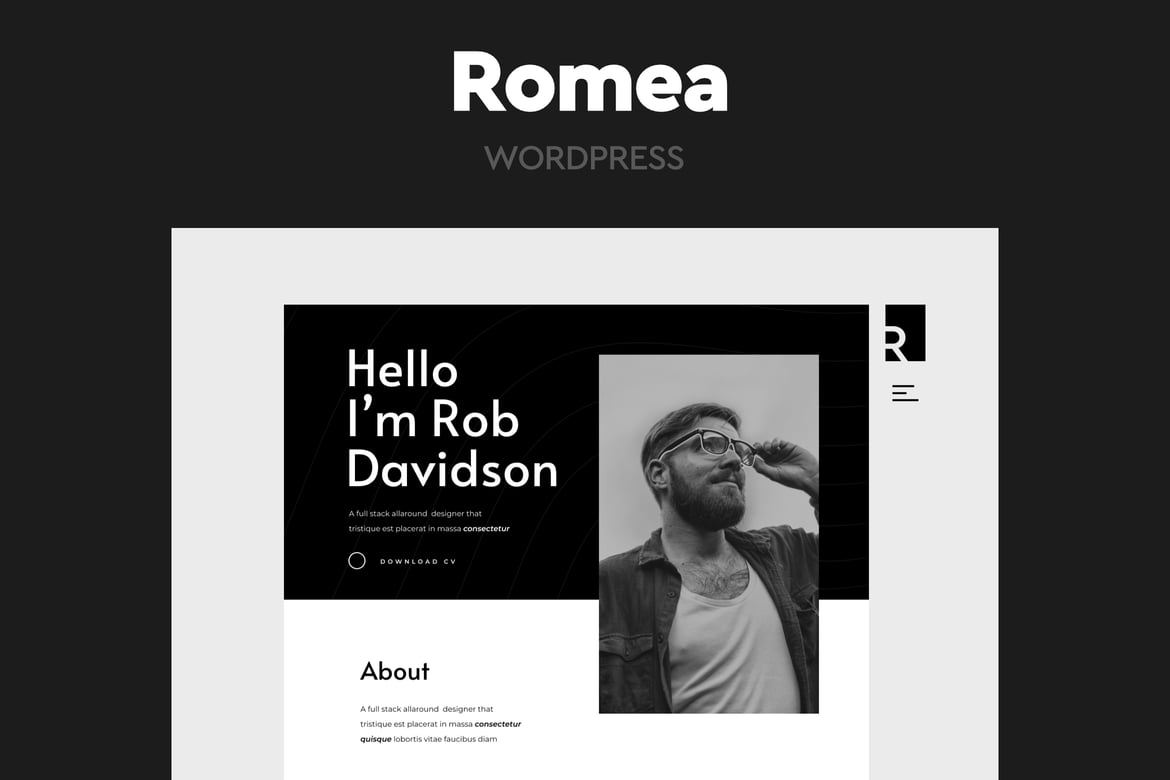 Romea - Tema WordPress Portofolio Pribadi yang Kreatif dan Minimalis