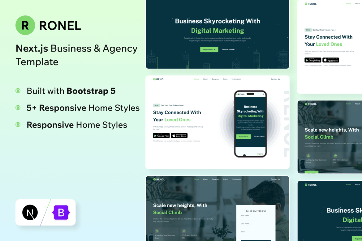 Ronel - Template Website Landing Page Next.js 15 yang Modern dan Responsif