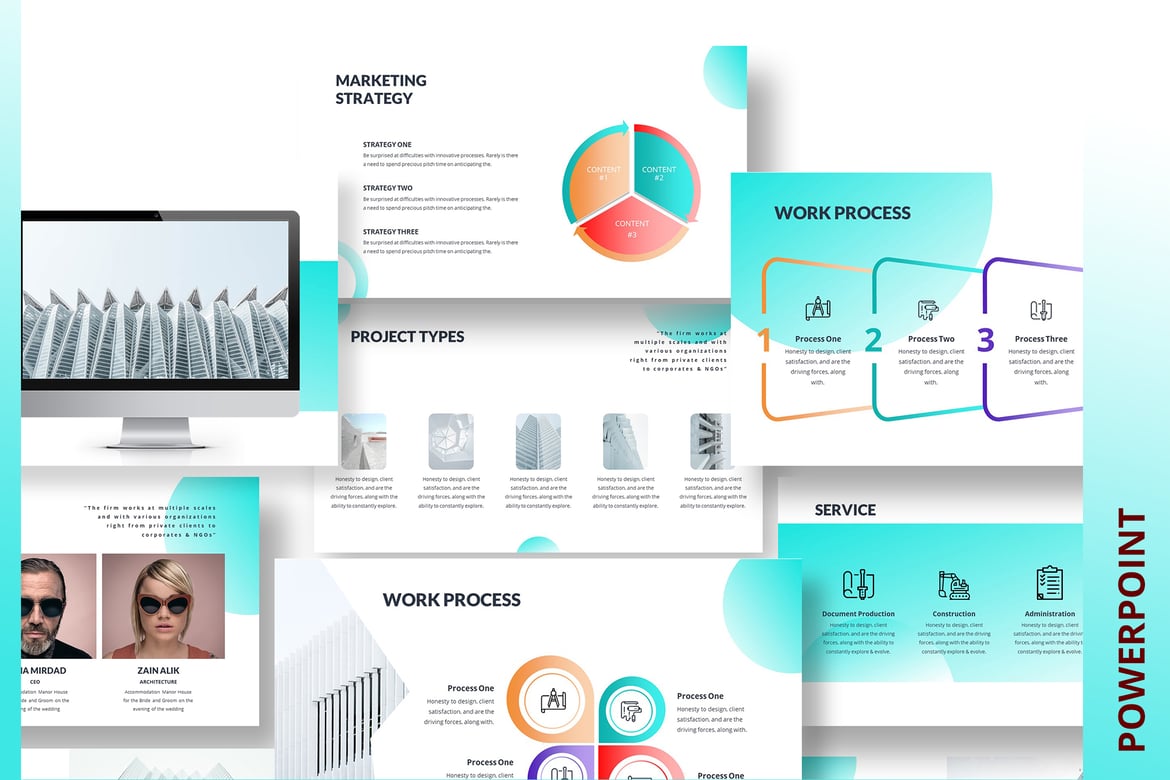 Template PowerPoint Berbasis Atap yang Elegan untuk Presentasi Profesional