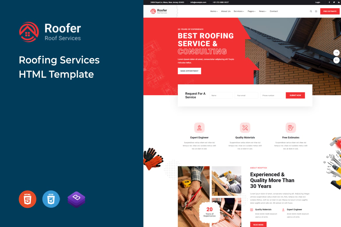 Template Website Roofer - Solusi Layanan Atap Profesional