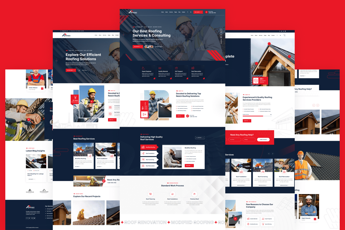 Template Website Layanan Atap Modern dengan React JS