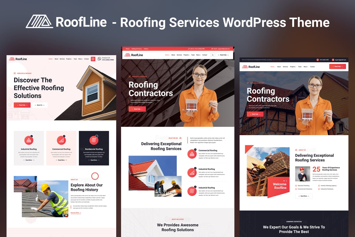 Tema WordPress RoofLine - Solusi Layanan Atap yang Kreatif dan Responsif