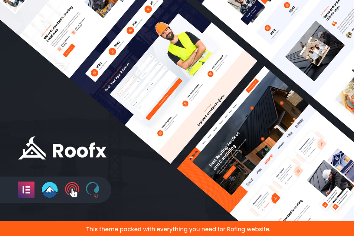 Roofx - Tema WordPress Layanan Atap Modern dan Responsif