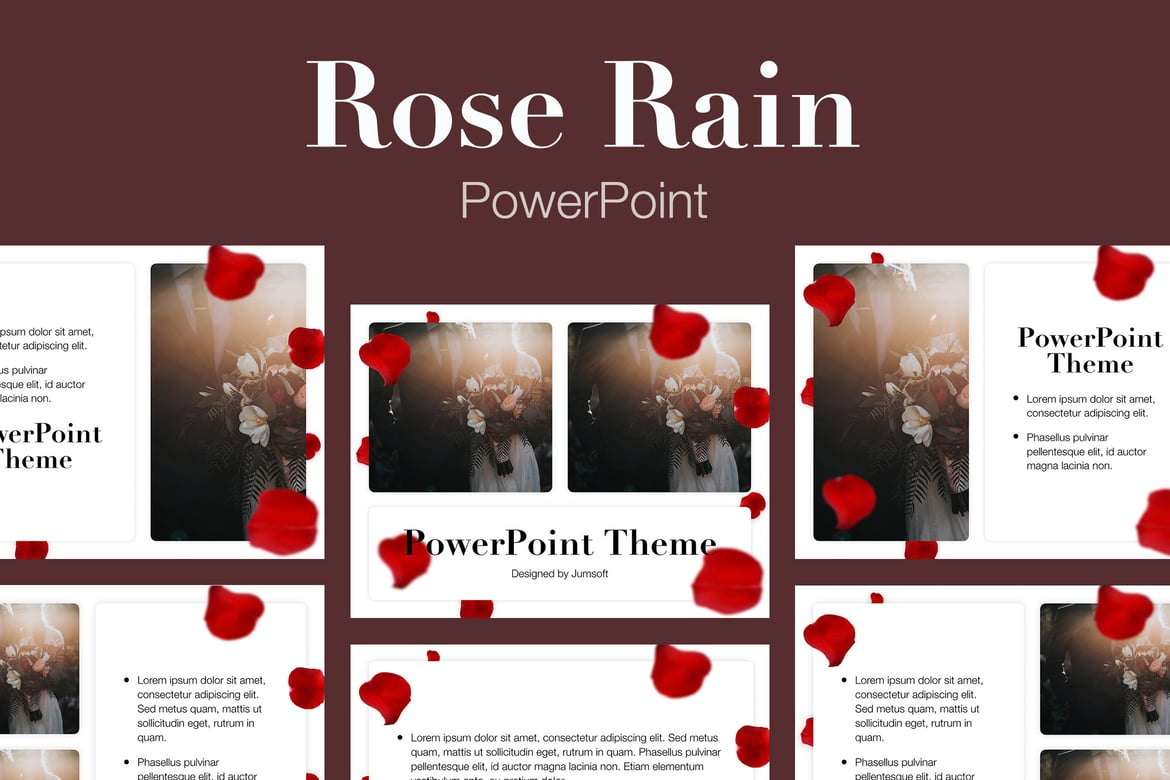 Template PowerPoint Rose Rain yang Elegan dan Profesional