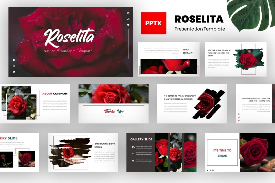 Template Presentasi Powerpoint Roselita - Minimalis Alam yang Elegan