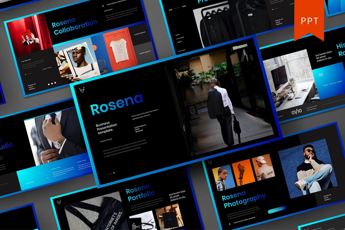 Rosena – Template PowerPoint Bisnis Modern dan Profesional