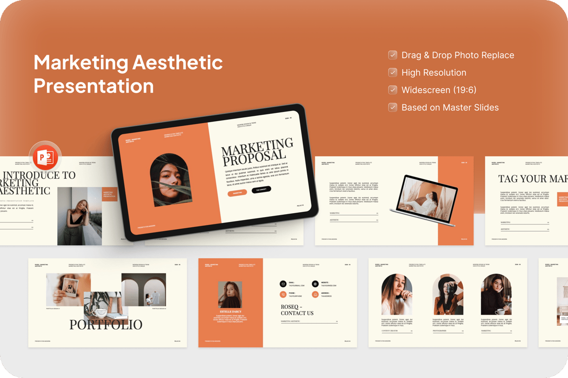 Template PowerPoint Proposal Pemasaran Roseq yang Menarik