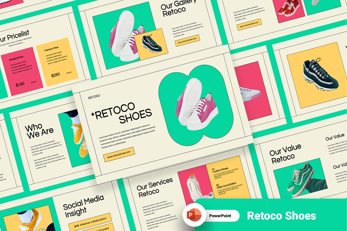 Rotoco – Template Presentasi PowerPoint Sepatu & Sneakers yang Menarik
