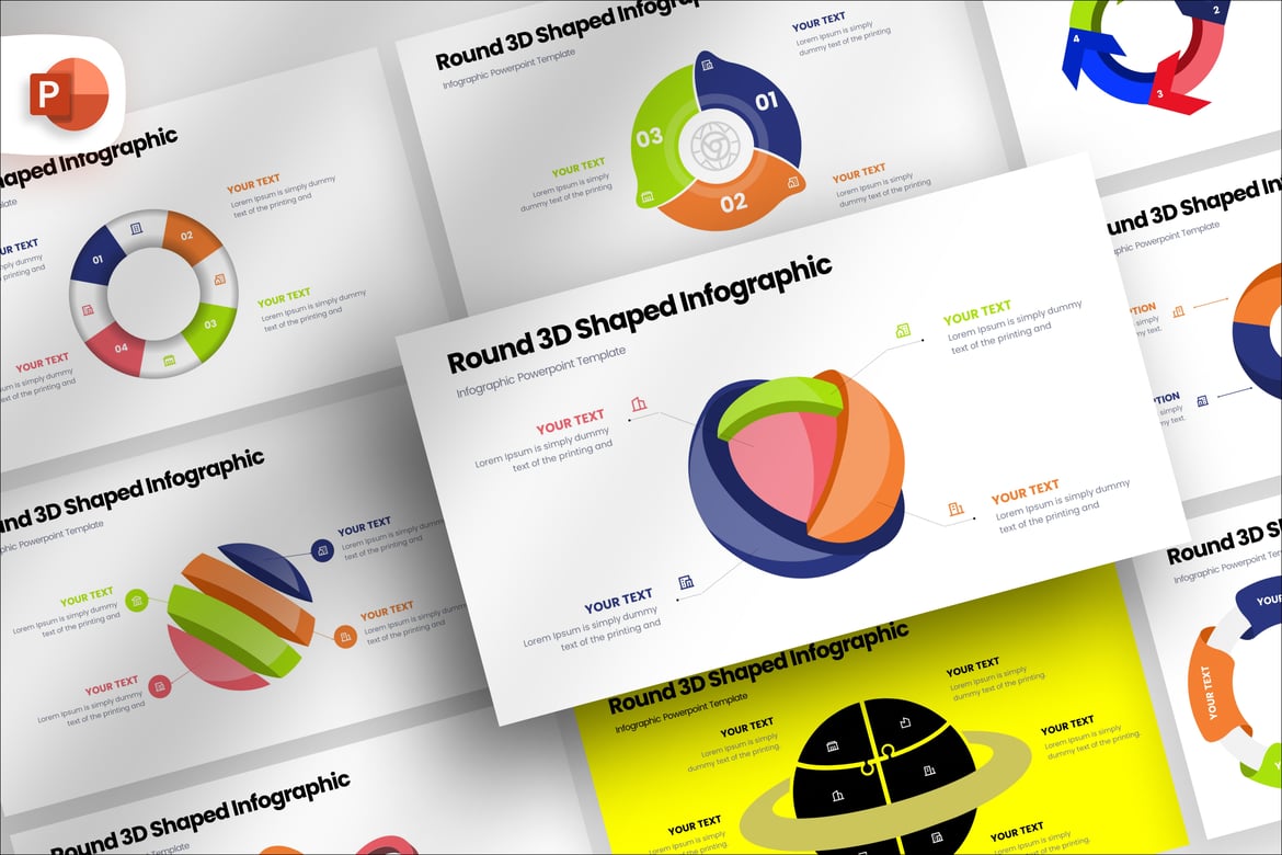 Template Presentasi PowerPoint Infografis 3D Bulat yang Menarik