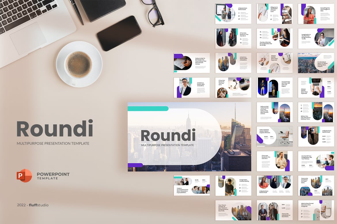 Template PowerPoint Roundi - Solusi Presentasi Multifungsi yang Modern