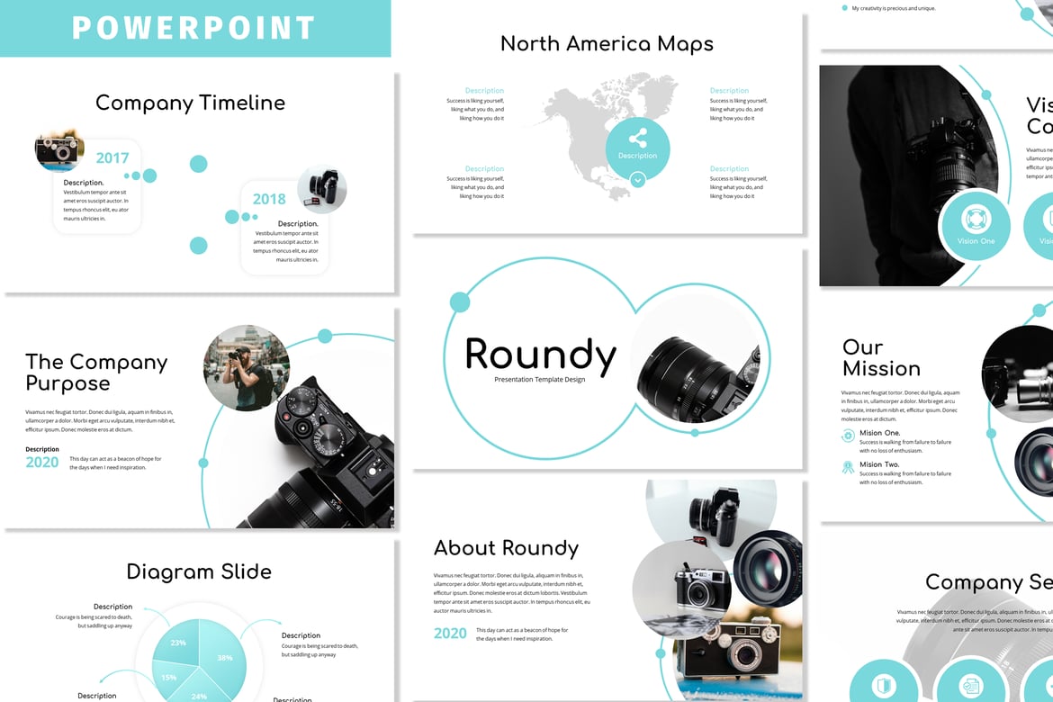 Template PowerPoint Roundy - Solusi Presentasi Profesional Anda