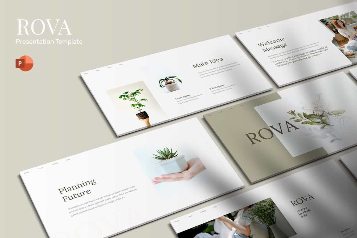 Rova - Template Presentasi PowerPoint Lookbook yang Menarik