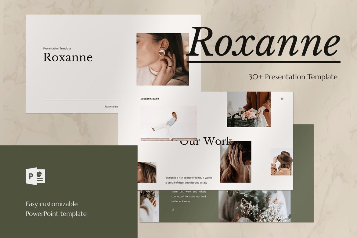 Template Presentasi PowerPoint Roxanne yang Elegan dan Profesional