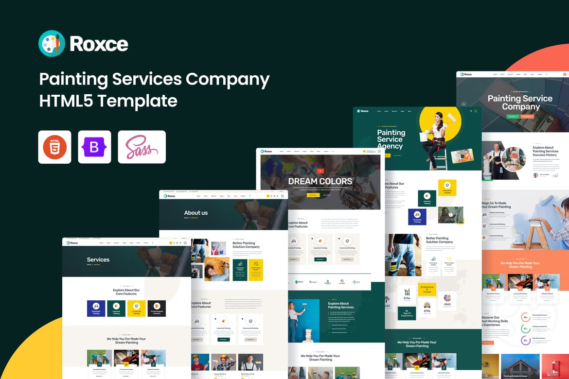 Roxce – Template Website Layanan Cat yang Kreatif dan Responsif