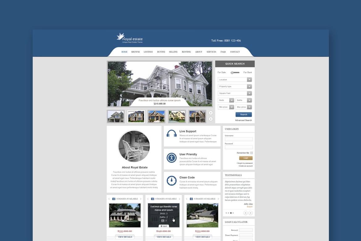 Royal Estate - Template Website Real Estate Premium yang Menawan