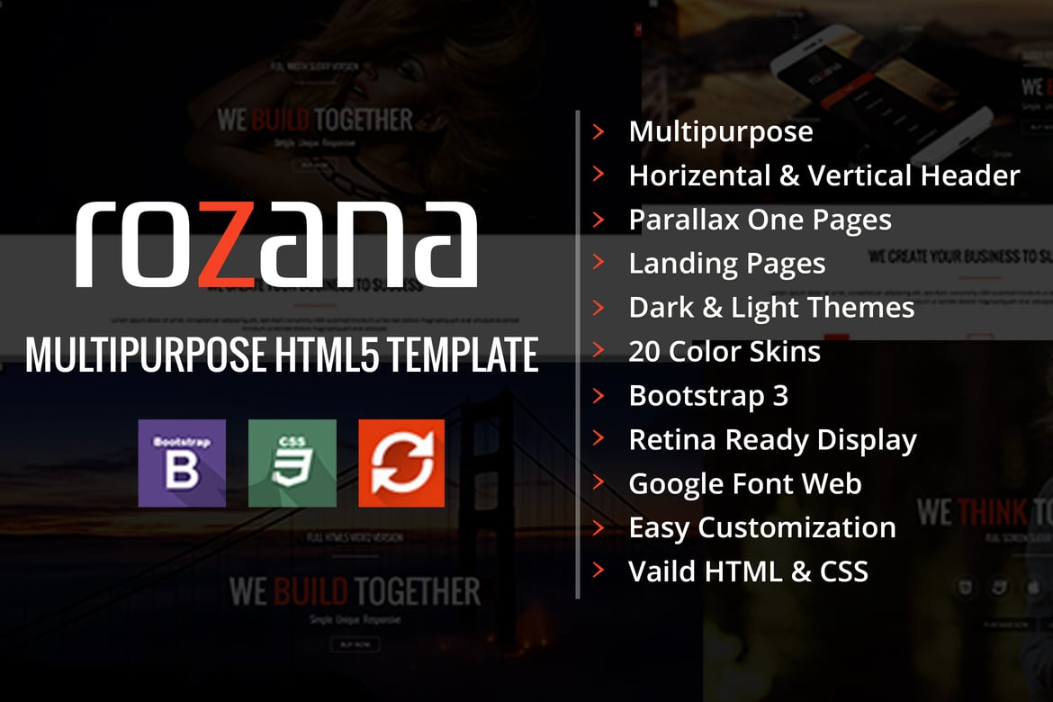 Rozana - Template Website Serbaguna dan Parallax Satu Halaman
