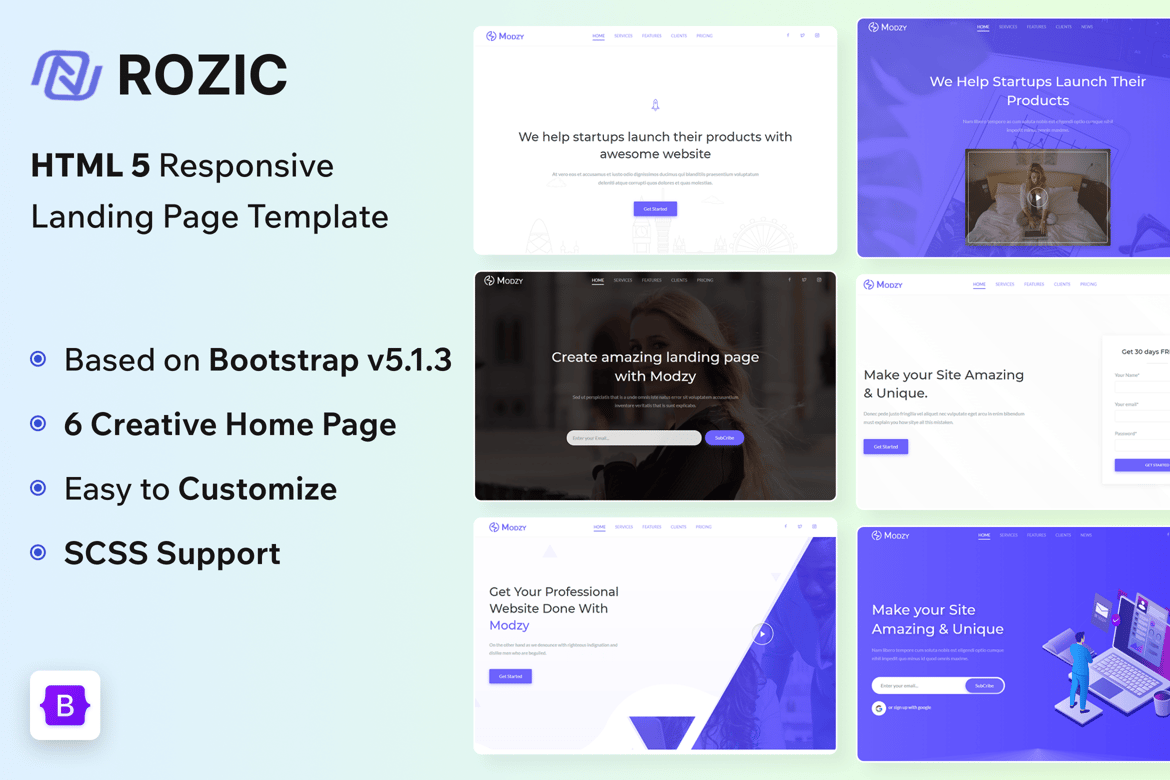 Rozic - Template Website HTML5 Kreatif yang Modern