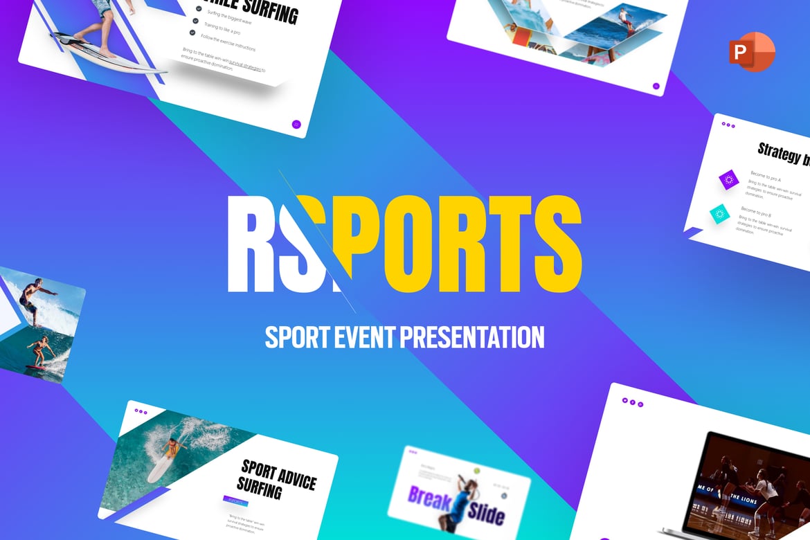 Template Presentasi Olahraga Kreatif RSports untuk PowerPoint