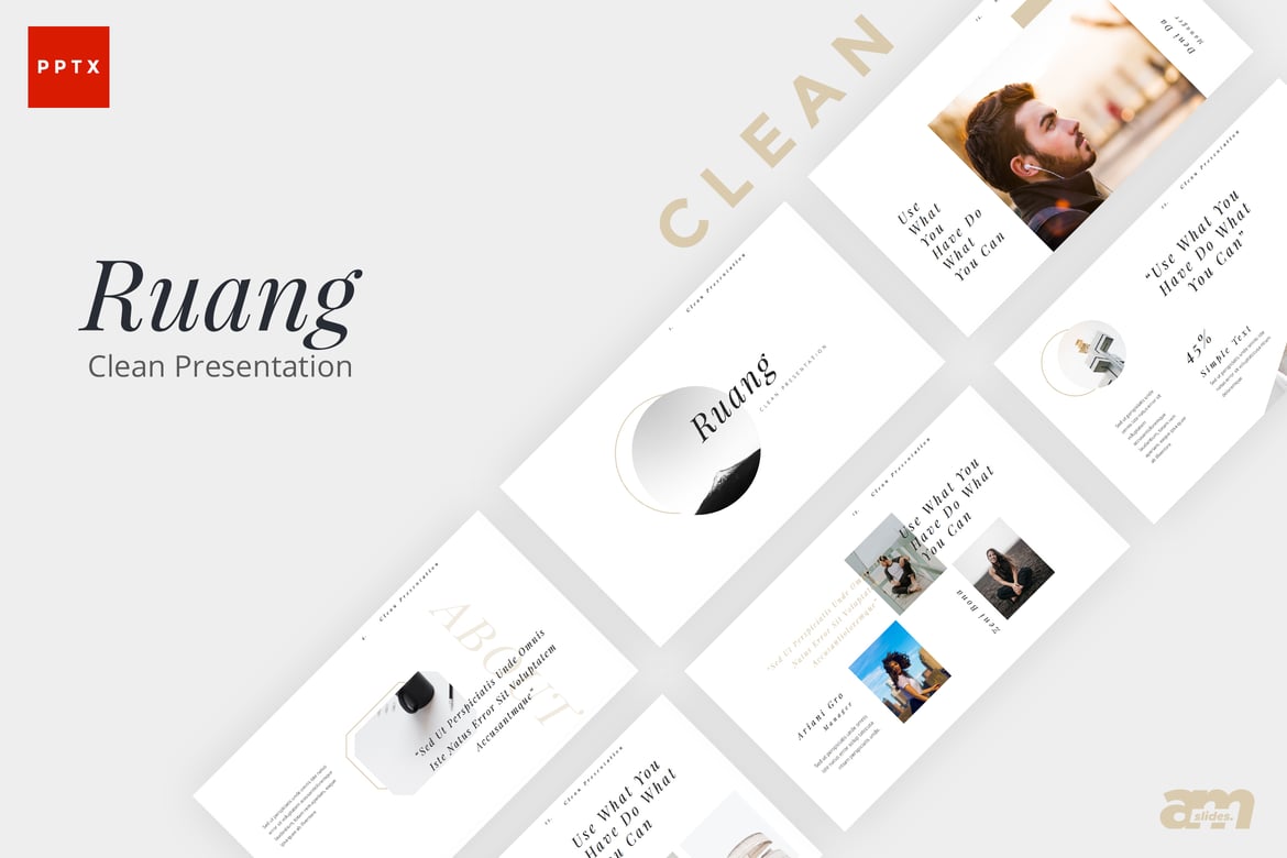 Template Powerpoint Ruang Clean yang Kreatif dan Minimalis