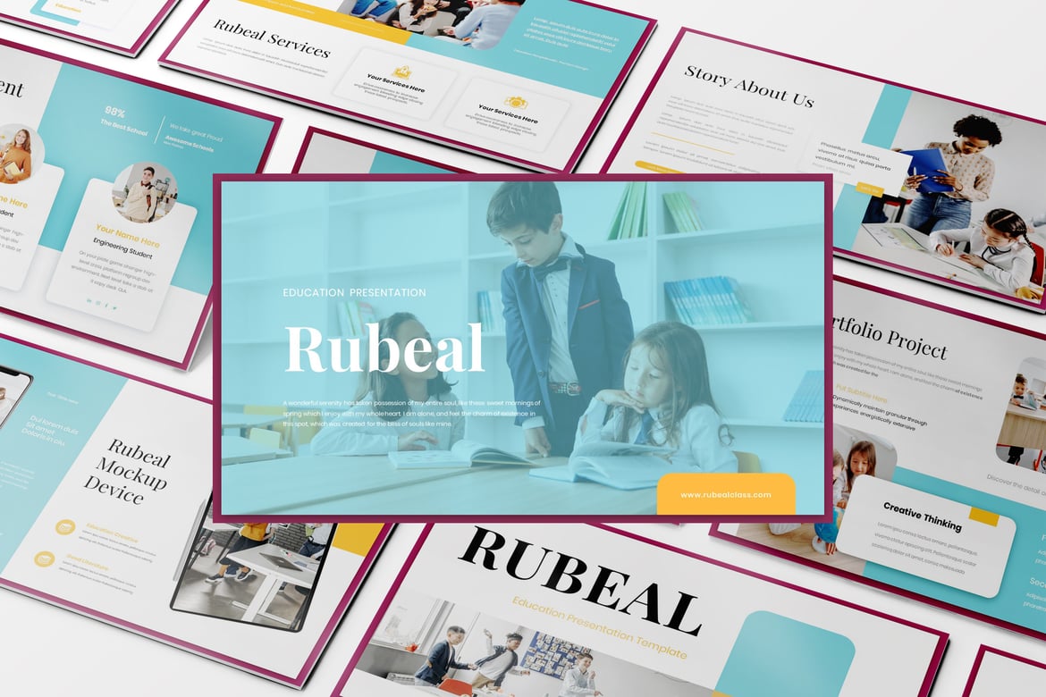 Template Presentasi PowerPoint Rubeal untuk Pendidikan yang Kreatif dan Profesional
