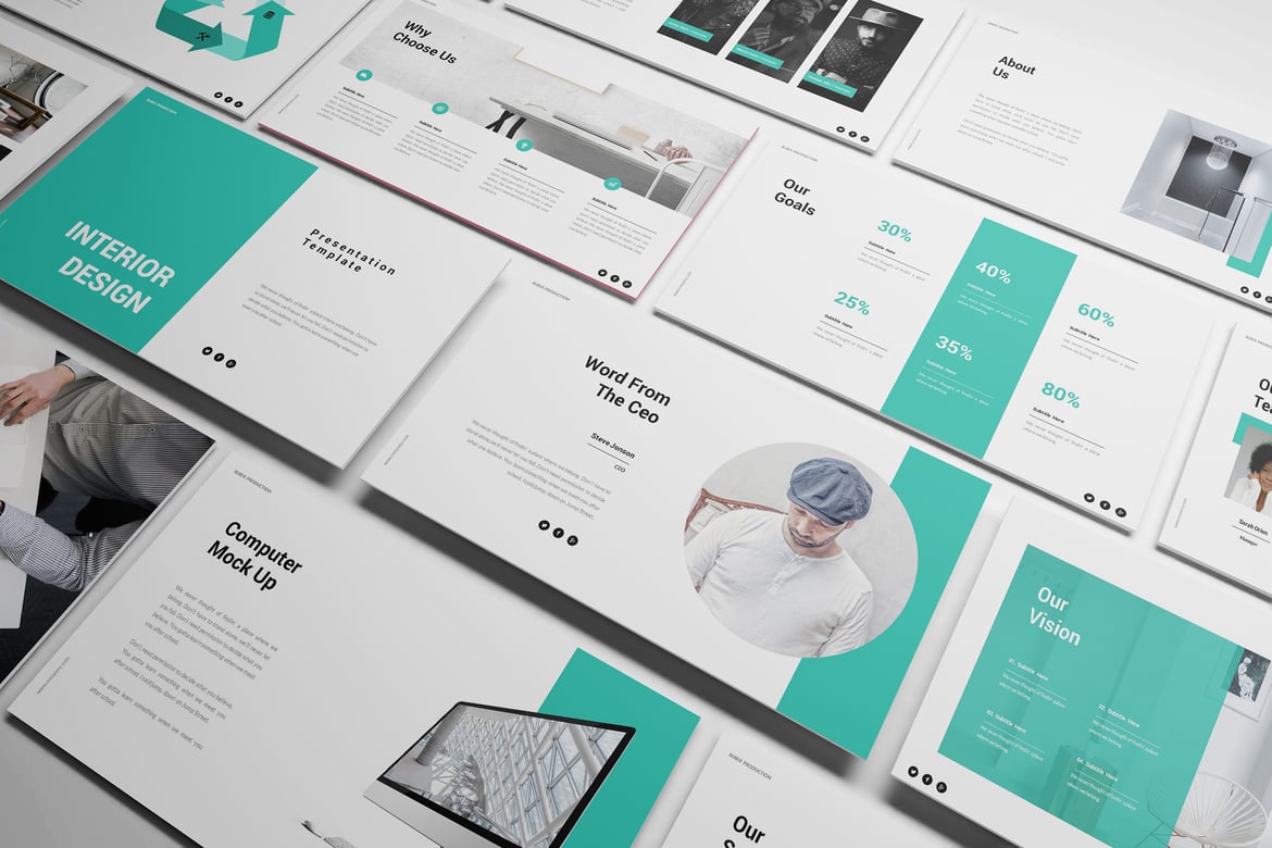 Template Powerpoint Desain Interior Rubix yang Menarik dan Profesional