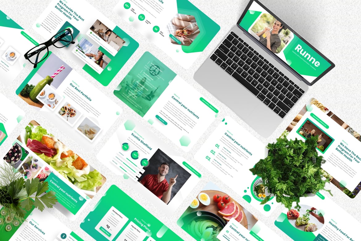 Runne - Template Presentasi Powerpoint Hidup Sehat yang Inspiratif