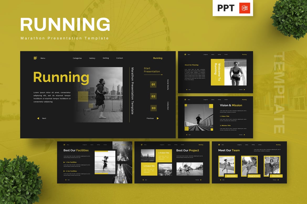 Template PowerPoint Maraton untuk Presentasi Dinamis