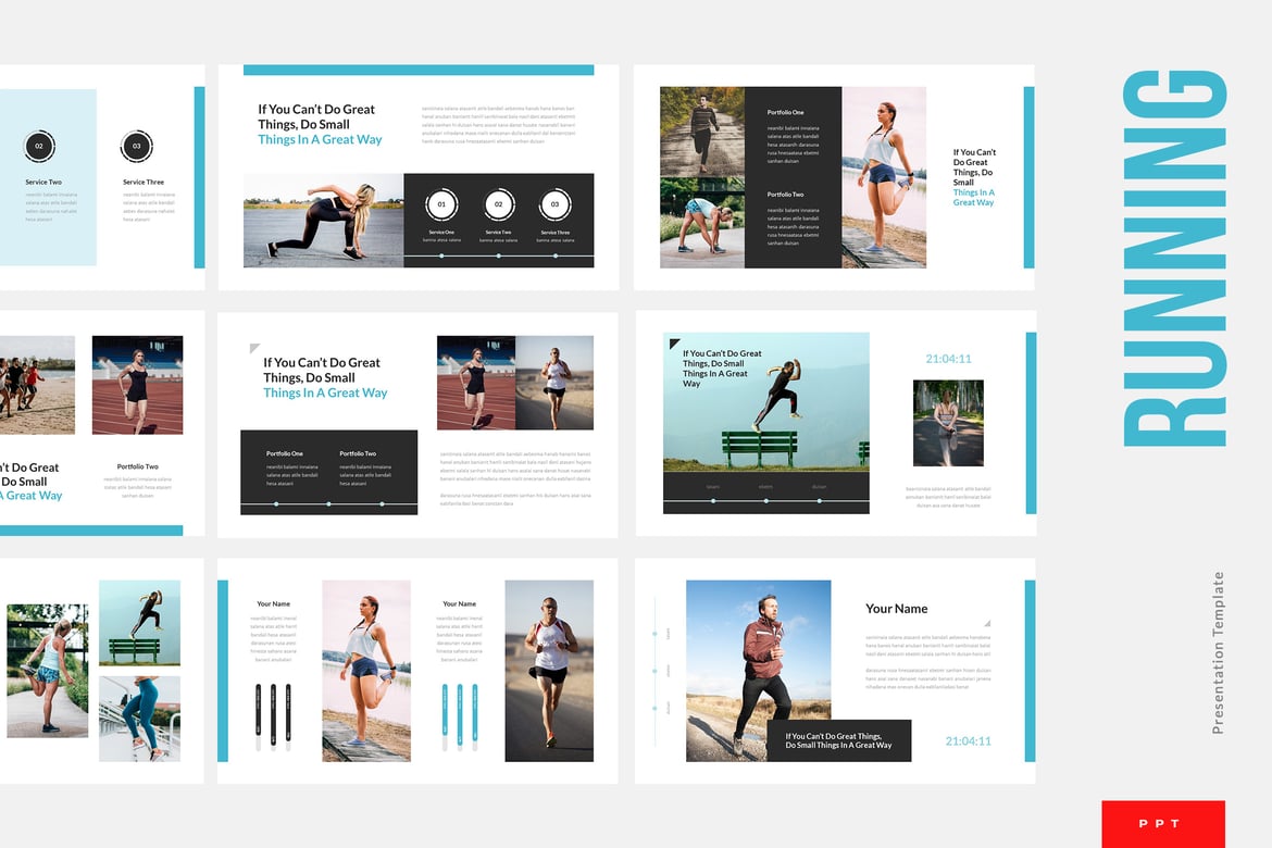 Template Presentasi PowerPoint Olahraga Lari yang Menarik