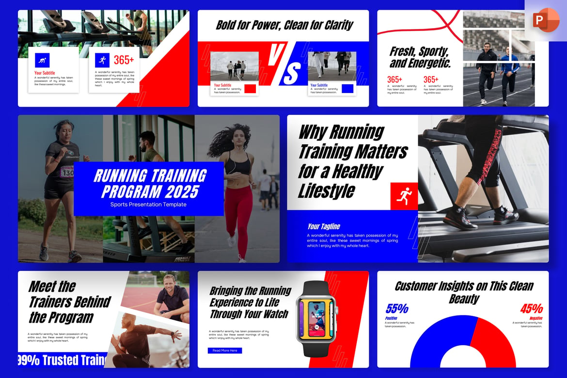 Template Presentasi PowerPoint untuk Pelatihan Lari yang Modern