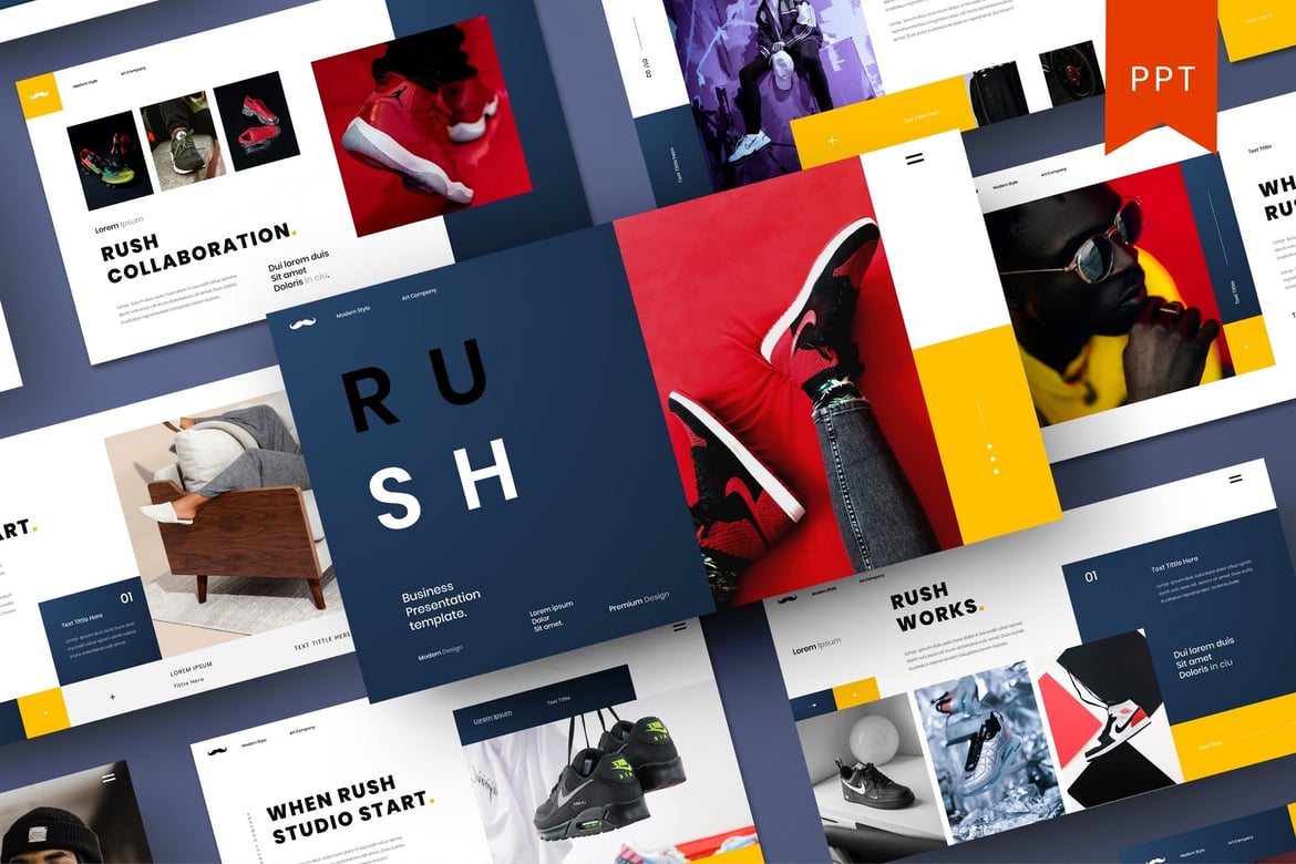 Rush – Template PowerPoint Bisnis yang Menarik