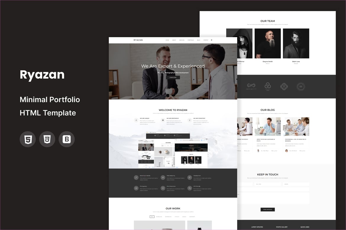 Ryazan - Template Website Minimalis dan Modern untuk Portofolio