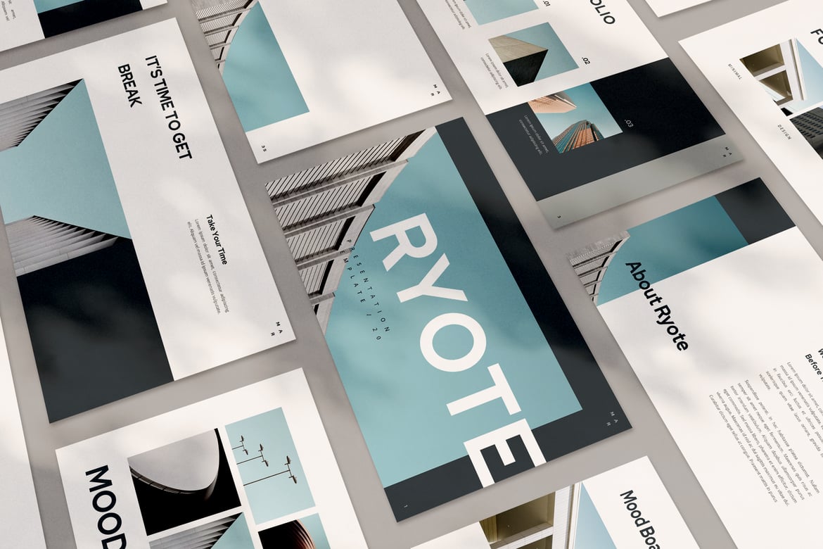 Template Presentasi Powerpoint Ryote yang Minimalis dan Modern