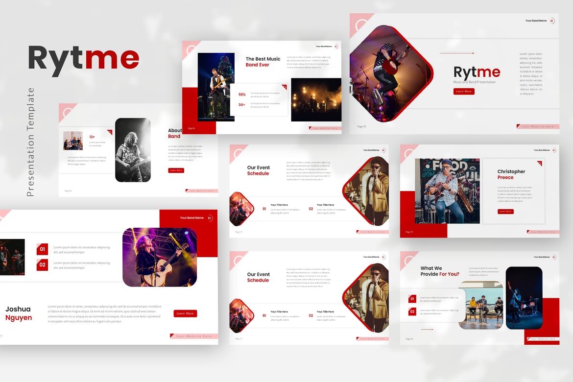 Template PowerPoint Rytme - Presentasi Band Musik yang Menarik