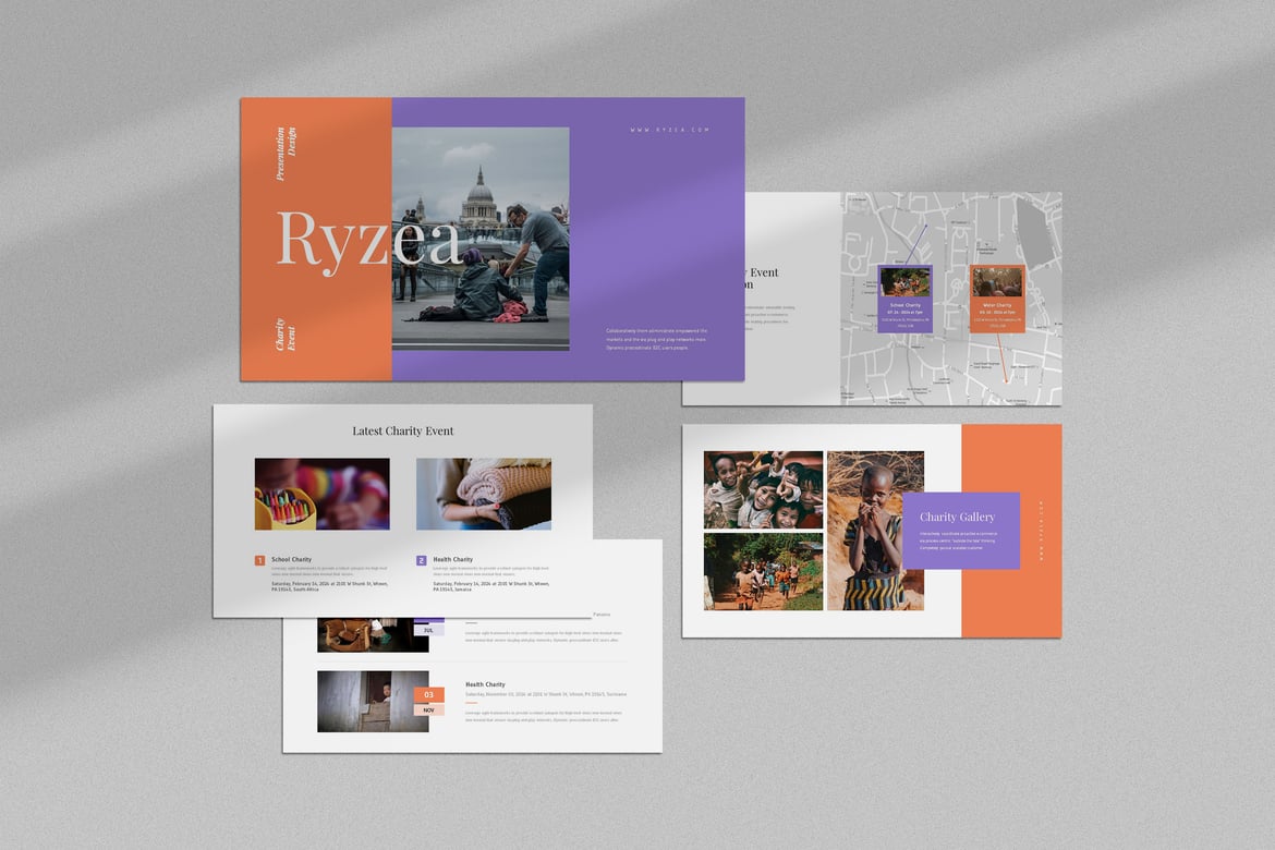 Template Powerpoint Acara Amal Ryzea yang Menarik