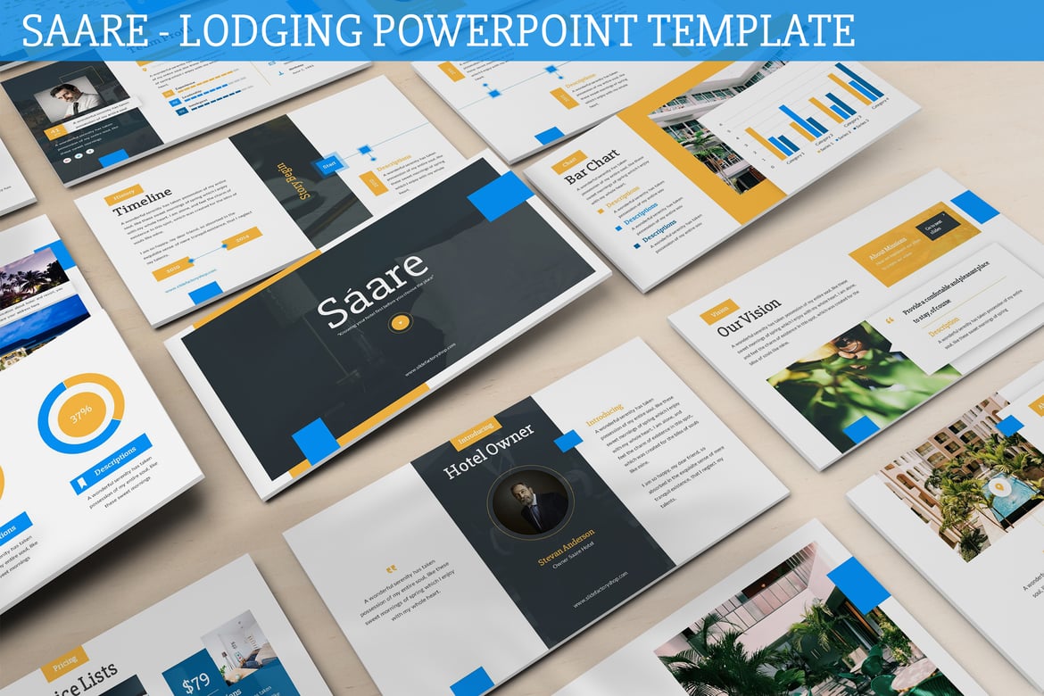 Template Presentasi Powerpoint Saare untuk Industri Perhotelan dan Pariwisata
