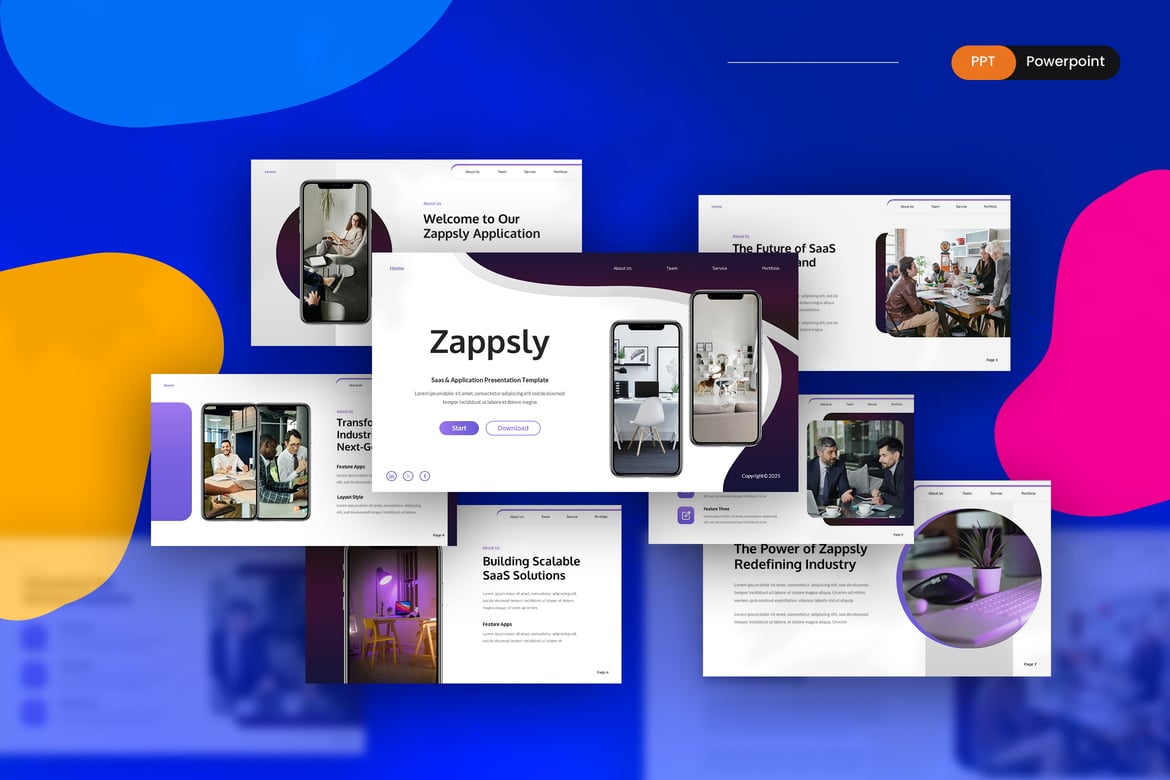Template PowerPoint Zappsly untuk SaaS dan Aplikasi