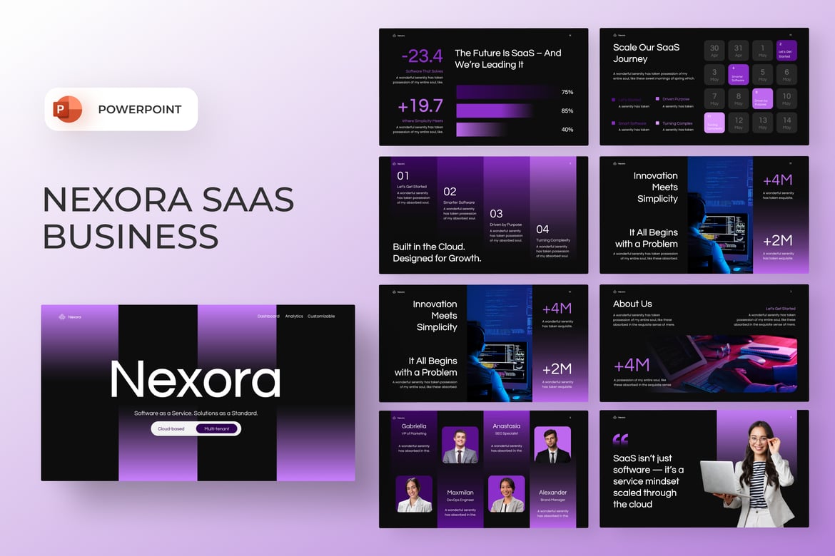 Template PowerPoint Bisnis SaaS yang Futuristik dan Menarik